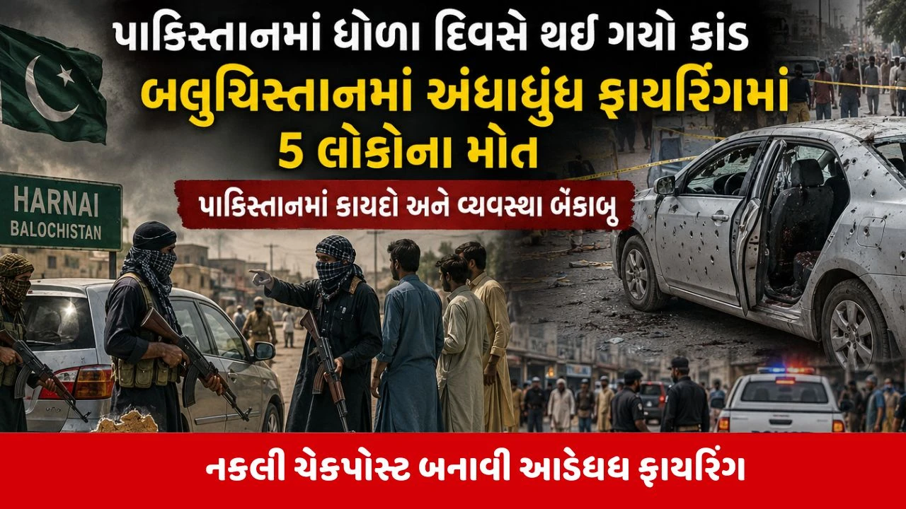 પાકિસ્તાનમાં બલુચિસ્તાનમાં અંધાધુંધ ફાયરિંગમાં 5 લોકોના મોત.