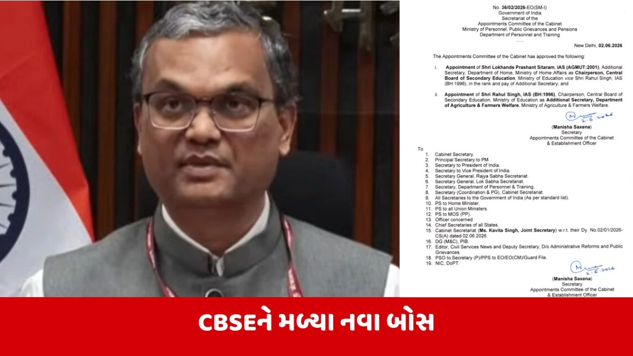 CBSE New Chairman : લોખંડે પ્રશાંત સીતારામ CBSEના નવા ચેરમેન બન્યા, વરૂણ ભારદ્વાજની સચિવ તરીકે નિમણૂક