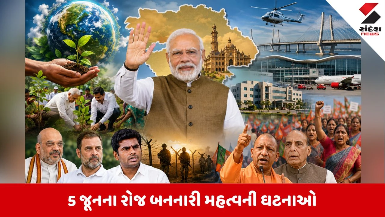 5 જૂને દેશ-રાજ્યમાં મહત્વની ઘટનાઓ, PM મોદીનો ગુજરાત પ્રવાસ