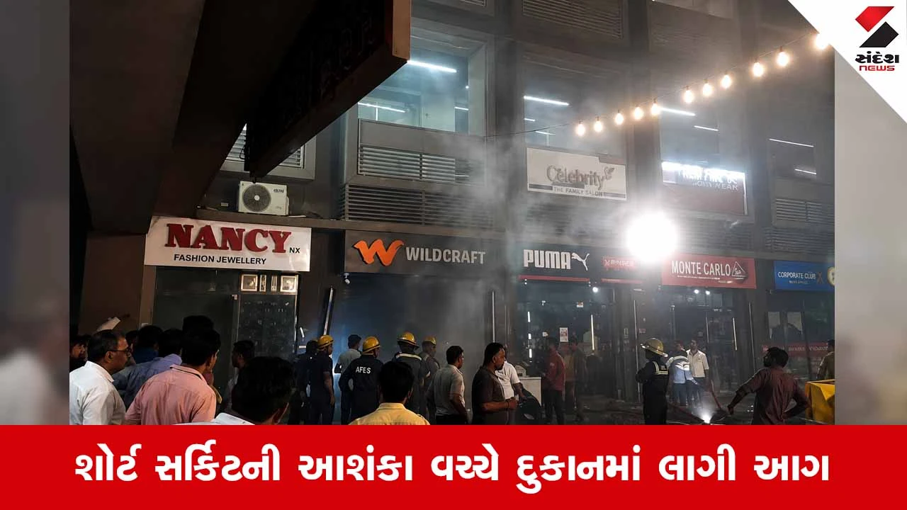 Ahmedabadના બોપલમાં આગની ઘટના: TRP મોલ પાસેની દુકાનમાં અચાનક ભભૂકી ઉઠી આગ