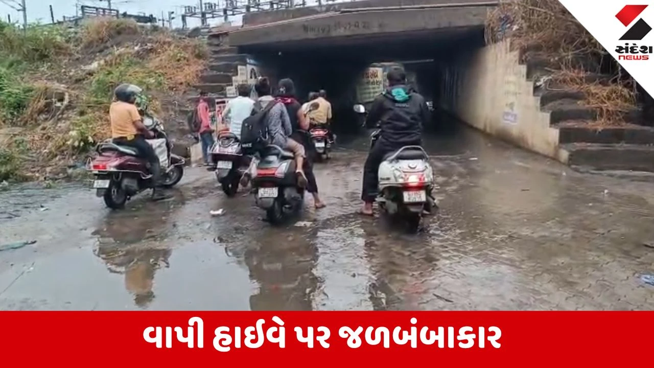 Valsad: ધોધમાર વરસાદને કારણે વાપીના સલવાવ હાઇવે પર પાણી ભરાયા, માત્ર 2 કલાકમાં 1.2 ઇંચ ખાબક્યો