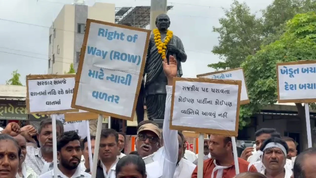 Rajkot News: 16000 Farmers Mega Rally Against JETCO Power Pole, AAP Leader Spark Political Drama