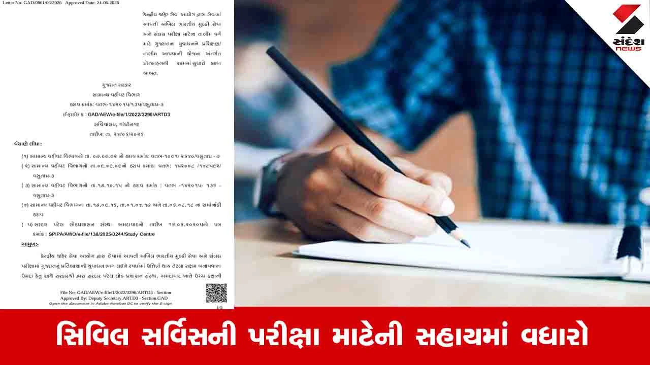 Gandhinagar News: ગુજરાત સરકારની મહત્વની જાહેરાત, UPSCની તૈયારી કરતી દીકરીઓને મળશે બે લાખની સહાય