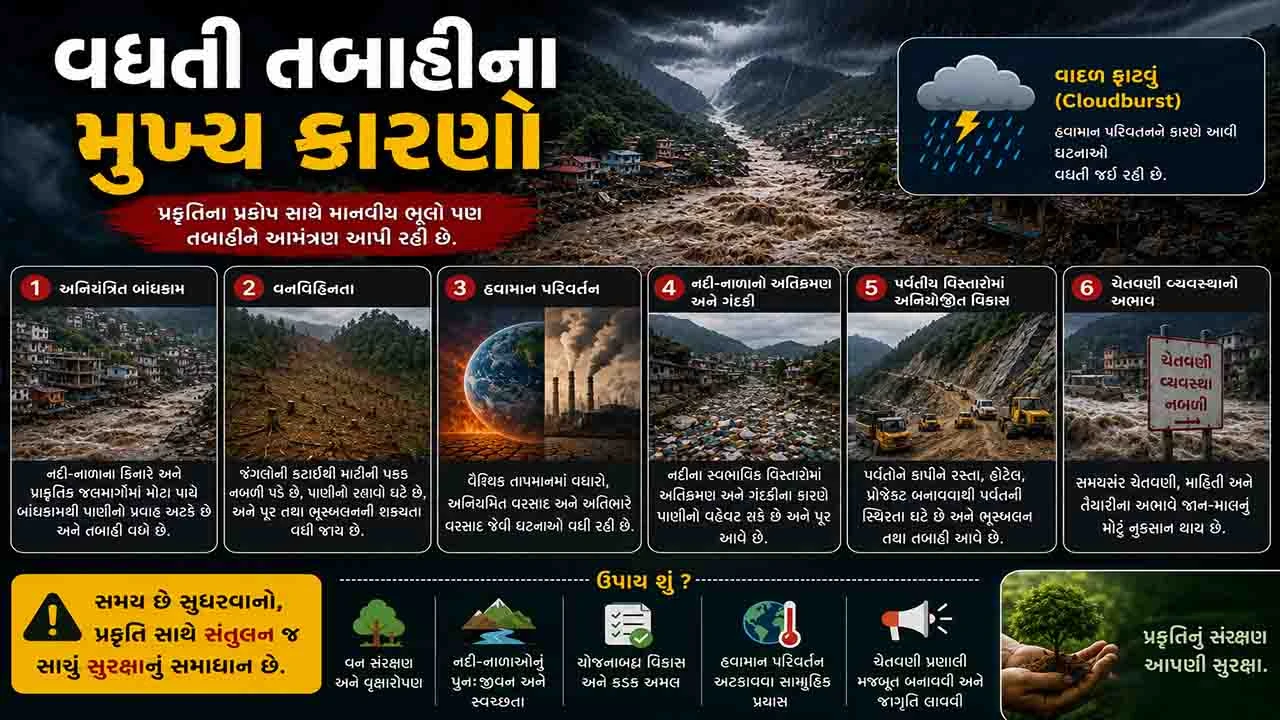 Sandesh Digital Explainer: વાદળ ફાટવું એટલે શું? જાણો તેની પાછળનું વૈજ્ઞાનિક કારણ | Gujarat News 4 vadhti tabahi