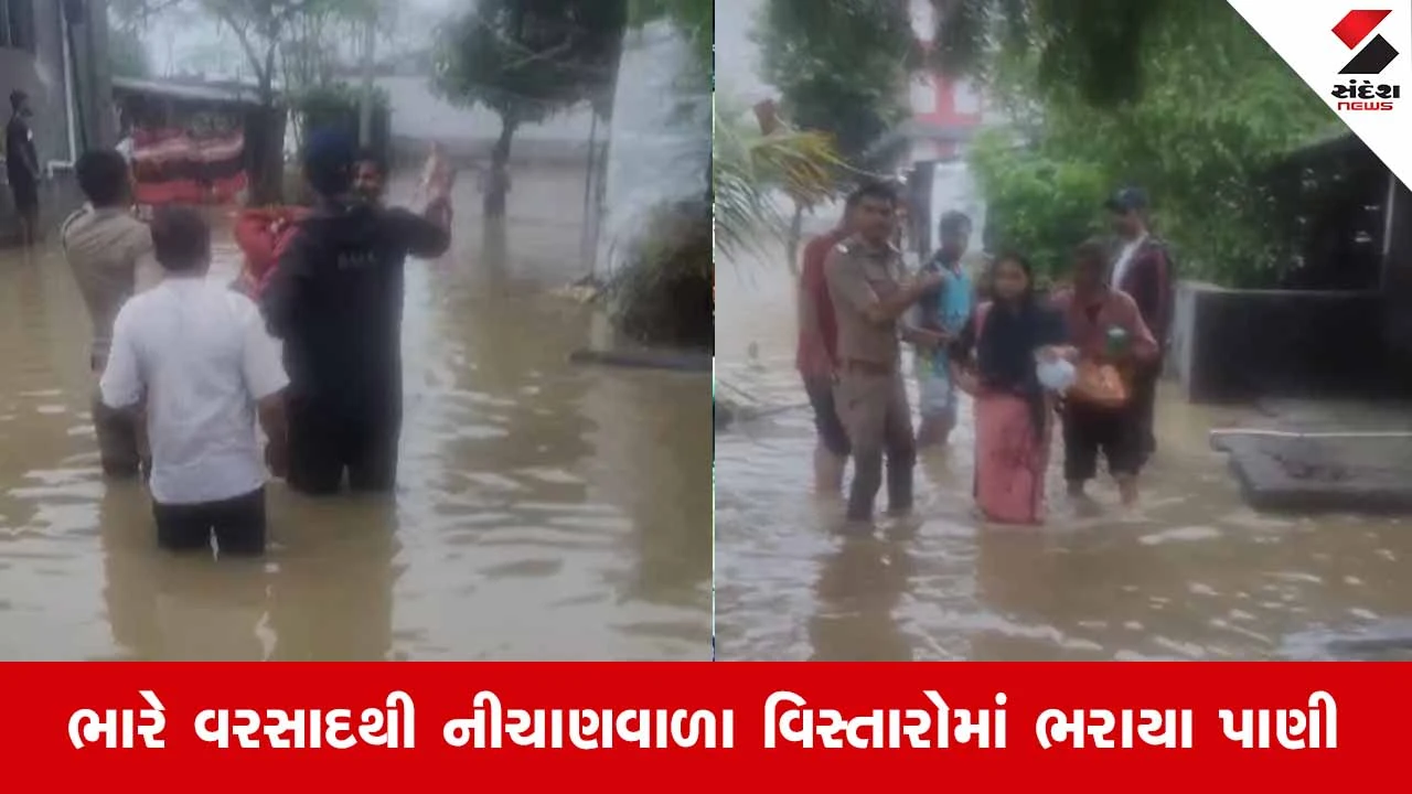 Suratમાં ઉત્રાણ પોલીસે વેલેંજામાં કમરડૂબ પાણીમાં ઉતરીને અસંખ્ય લોકોના જીવ બચાવ્યા