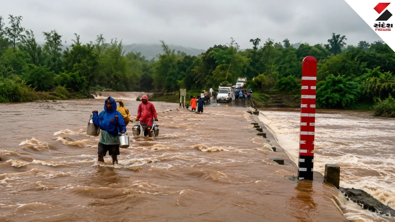 Valsad Rain Fury: Tan River Flooded, Dharampur Bridge Submerged, 113 Roads Closed