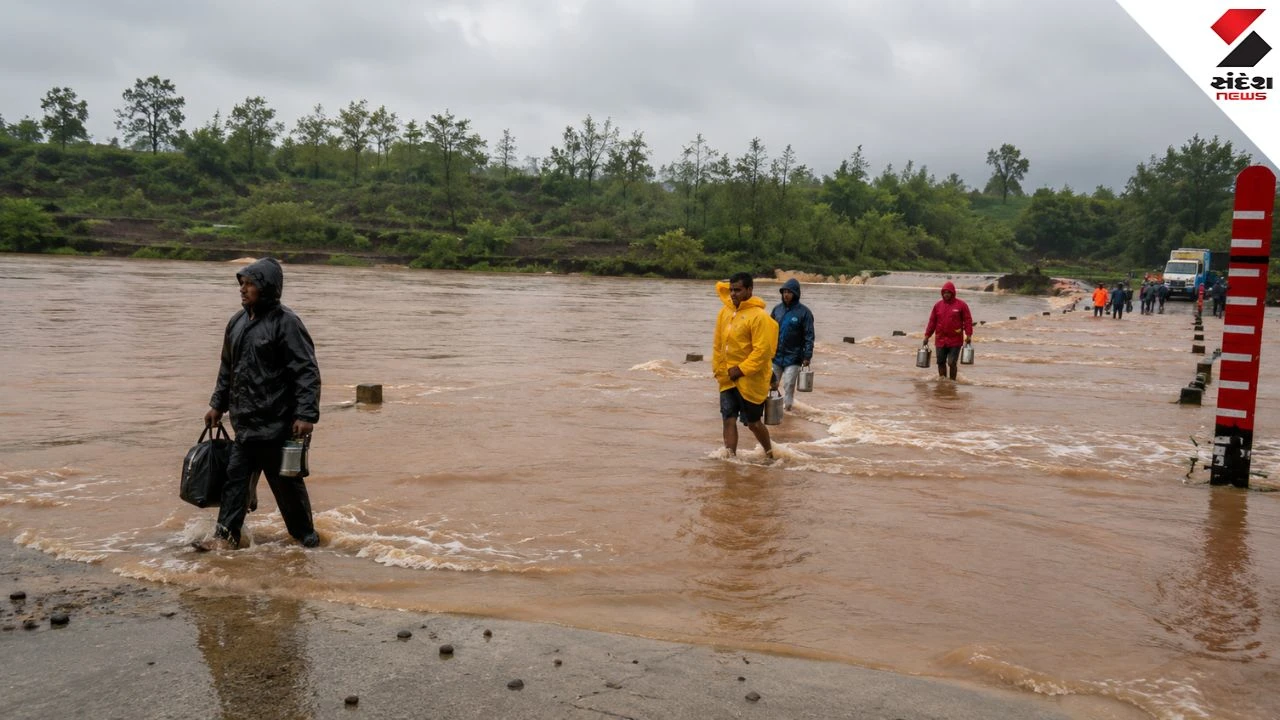 Valsad Rain Fury: Tan River Flooded, Dharampur Bridge Submerged, 113 Roads Closed