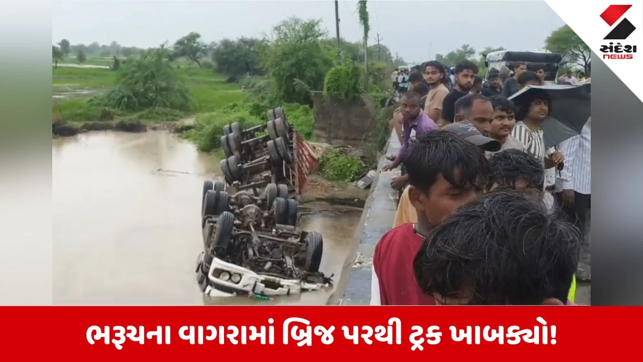Bharuch News: વાગરામાં સાચવેલ બ્રિજ પરથી ટ્રક ખાડીમાં ખાબક્યો, 1 નું મોત
