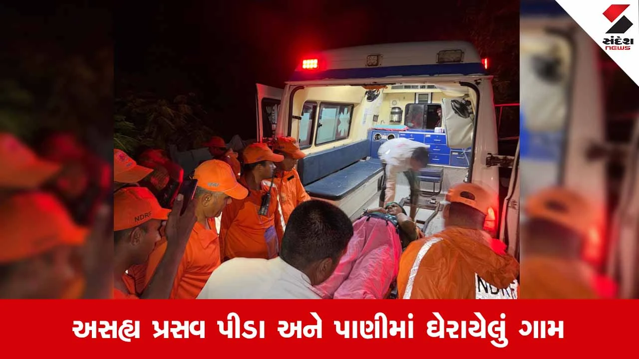 Dholkaના ભેટવાડામાં NDRF, મામલતદાર અને 108ની ટીમે રાત્રિના સમયે સગર્ભા મહિલાનું સફળ રેસ્ક્યુ કર્યું