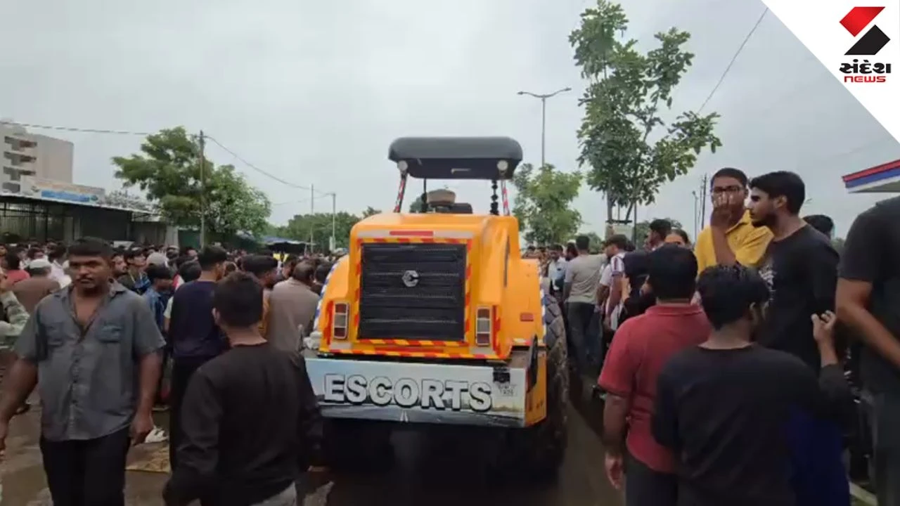 Vadodara News Road accident in Tandalja girl dies after road roller hits moped