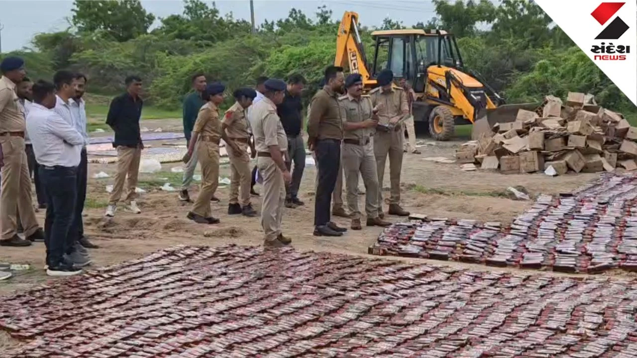 Botad News: Police Destroys Illegal Liquor Worth ₹1.40 Crore via Road Roller in Timbla