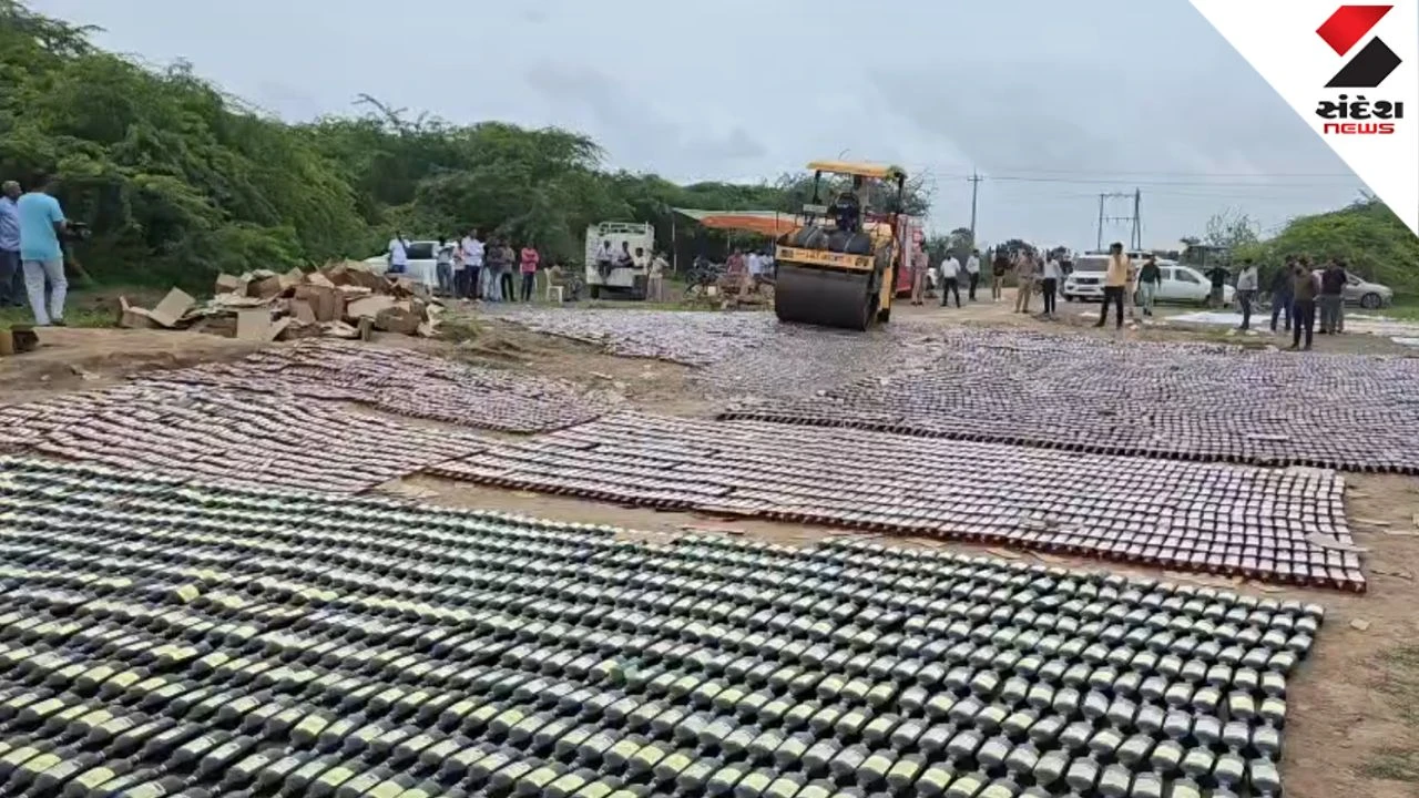 Botad News: Police Destroys Illegal Liquor Worth ₹1.40 Crore via Road Roller in Timbla