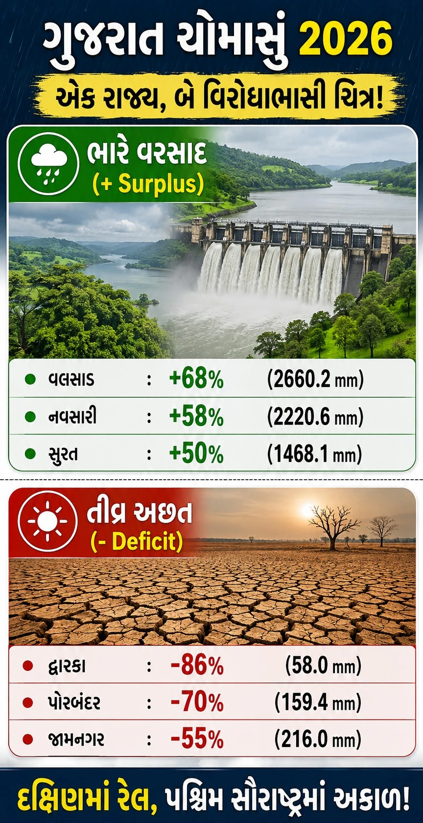 Gujarat Rainfall Deficit Explainer: Devbhumi Dwarka Sees 86% Rainfall Shortfall
