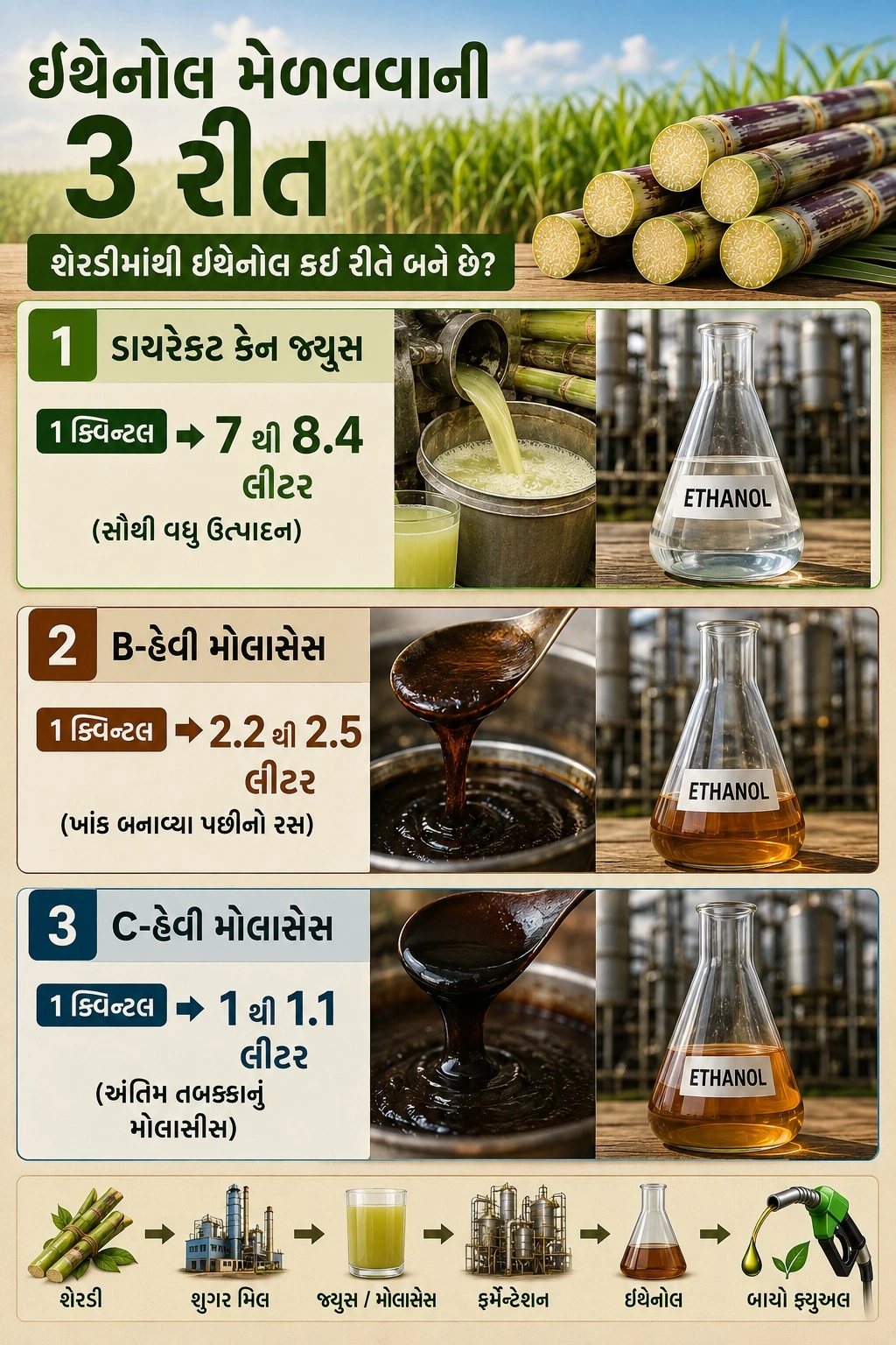 Explainer: 1 Quintal Sugarcane: Sugar vs Ethanol Yield & Production Cost Explained