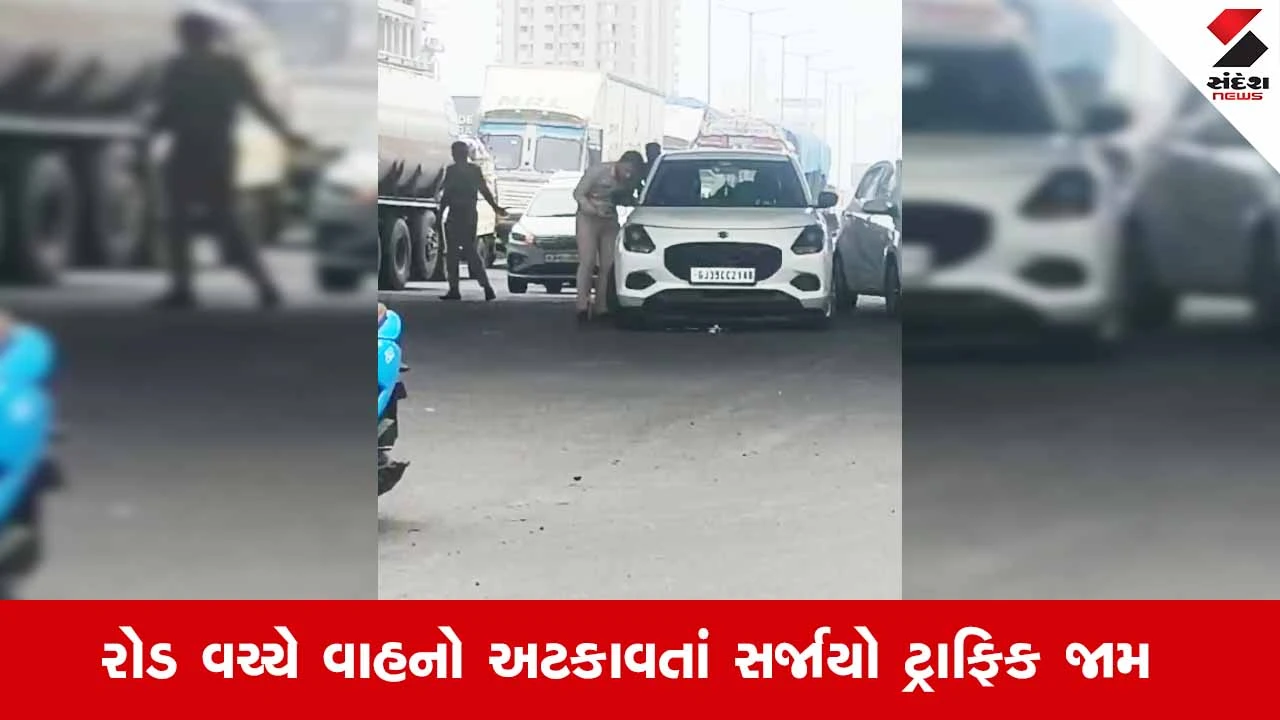 Rajkotની માધાપર ચોકડી પર ટ્રાફિક પોલીસનું ચેકિંગ જ બન્યું ટ્રાફિક જામનું કારણ!