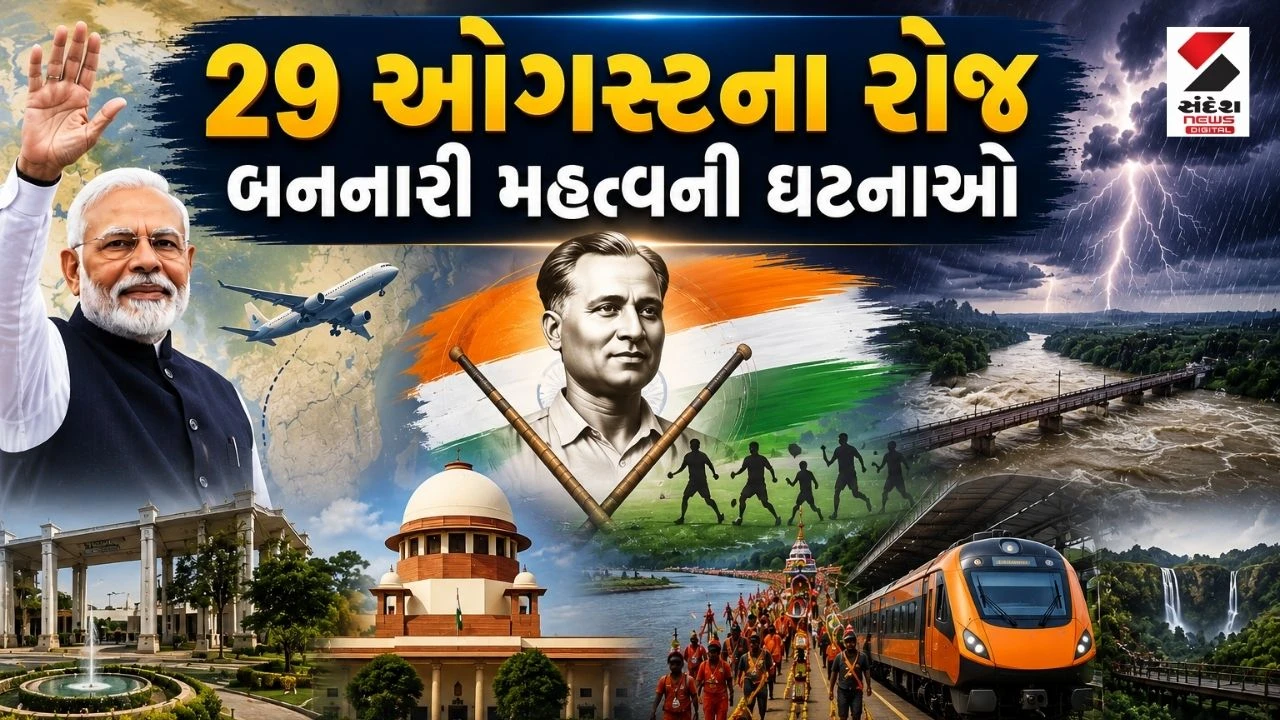 29 August Top News: PM મોદીનો વિદેશ પ્રવાસ, રાષ્ટ્રીય રમતગમત દિવસ અને દેશ-દુનિયાના મહત્ત્વના સમાચાર
