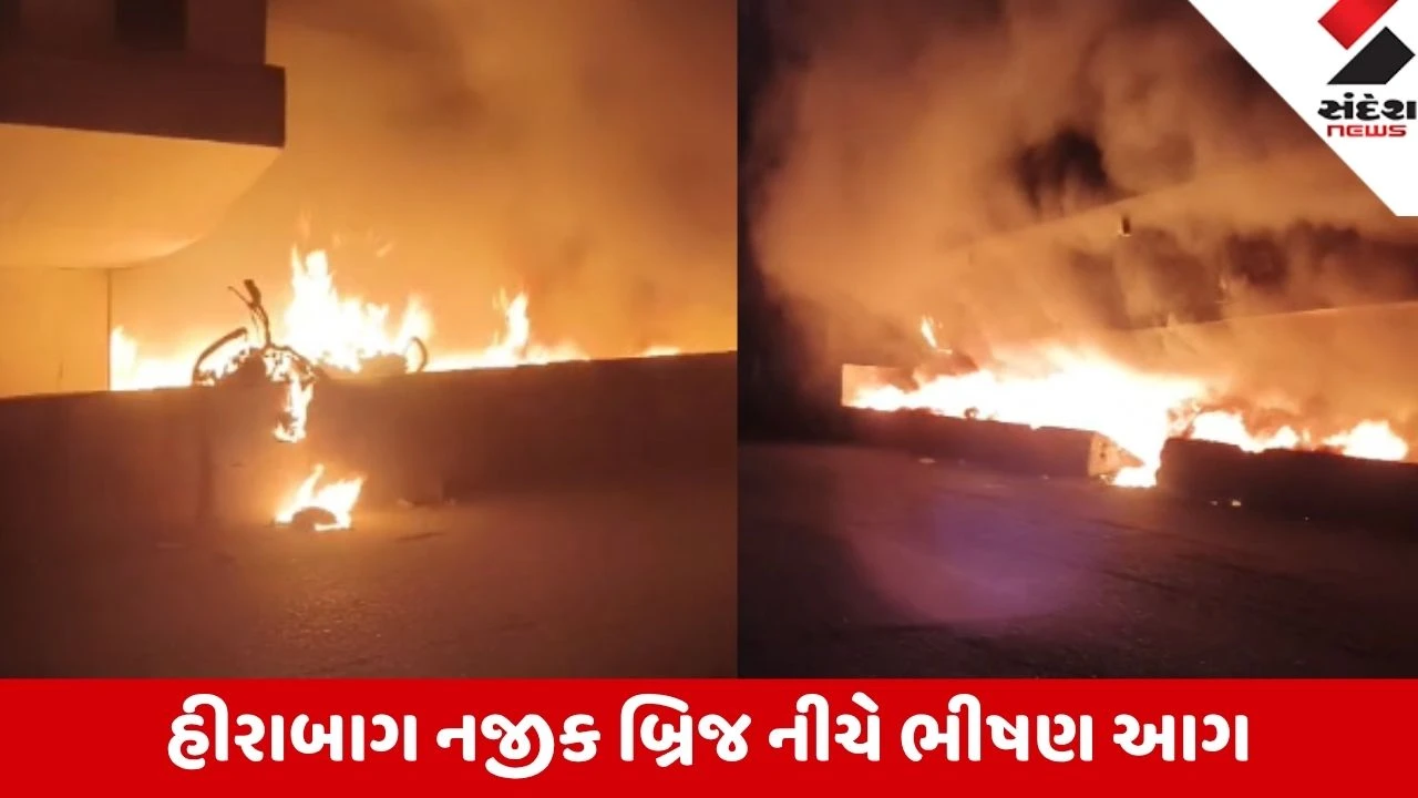 Surat: હીરાબાગ નજીક બ્રિજ નીચે ભીષણ આગ, એક્ટિવા બળીને ખાખ, કાપોદ્રા ફાયરે આગ પર મેળવ્યો કાબૂ