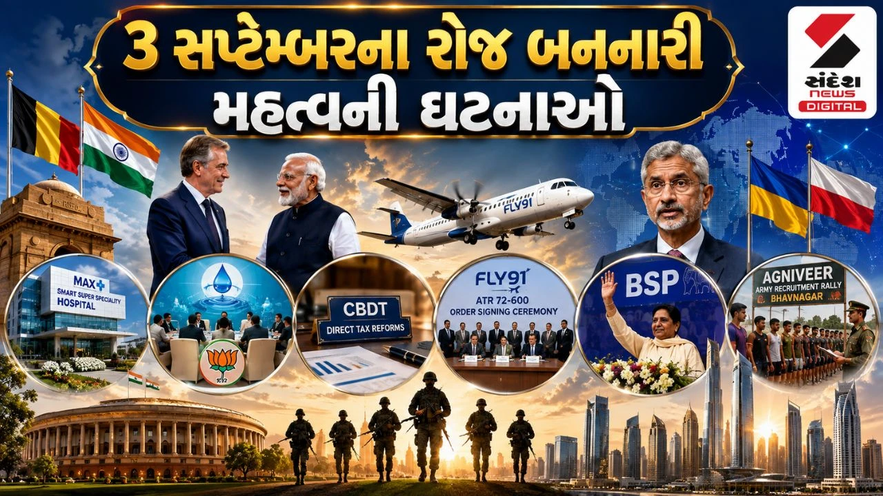 3 September Top News: 3 સપ્ટેમ્બરના રોજ બનનારી મહત્વની ઘટનાઓ