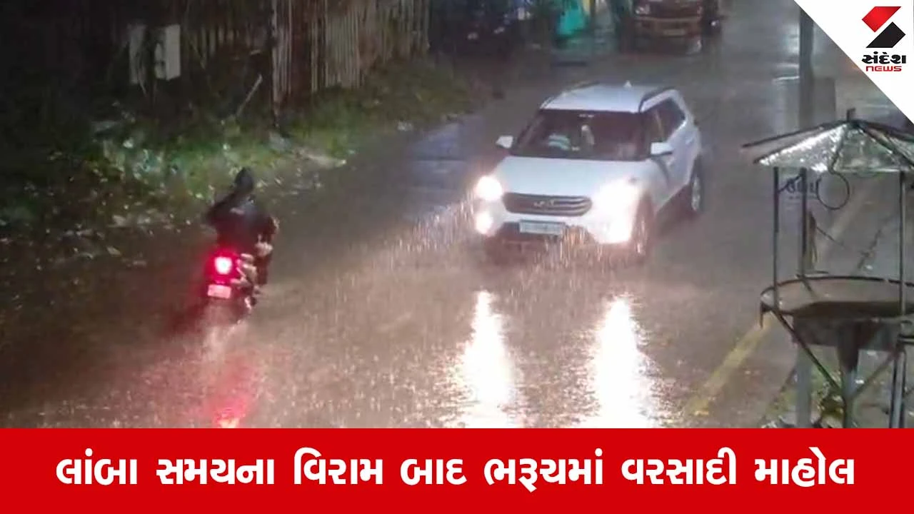 Bharuchમાં મેઘરાજાની પધરામણી, વીજળીના કડાકા સાથે વરસાદ વરસતાં વાતાવરણમાં ઠંડક પ્રસરી