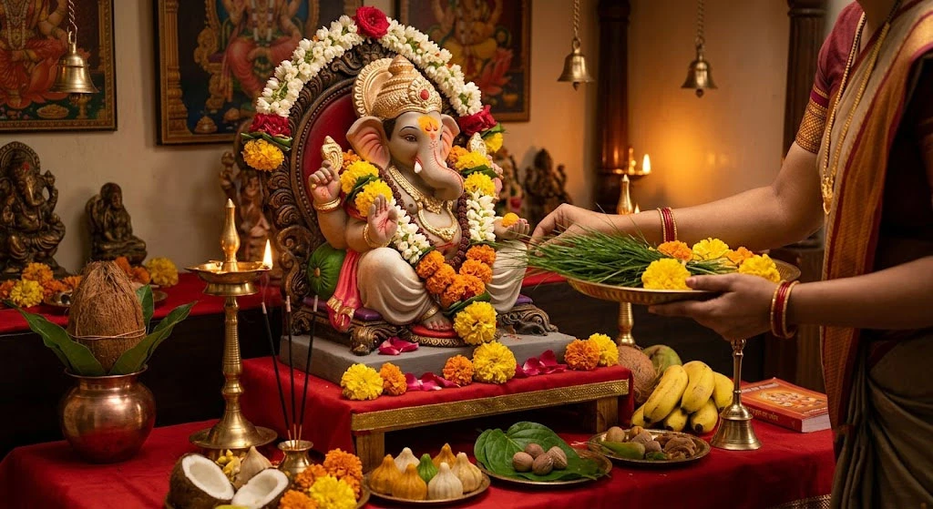 Tulsi in Ganesh Puja