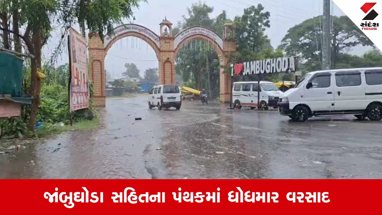 Panchmahalના જાંબુઘોડામાં 1.5 ઈંચ વરસાદ, કોતરોમાં ધસમસ્યા પાણી
