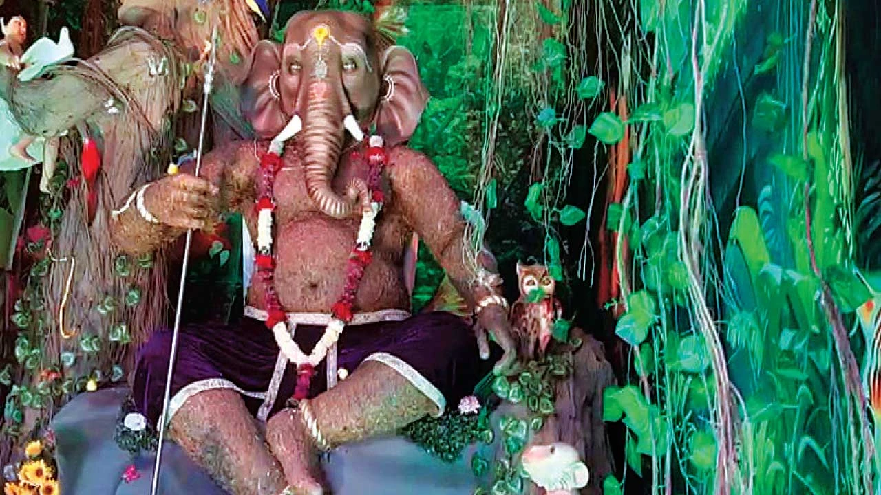 Ankleshwar: શ્રીજીની માટીની મૂર્તિ પર લાકડાના ભૂસાનું અદ્ભુત કોટિંગ કરાયું