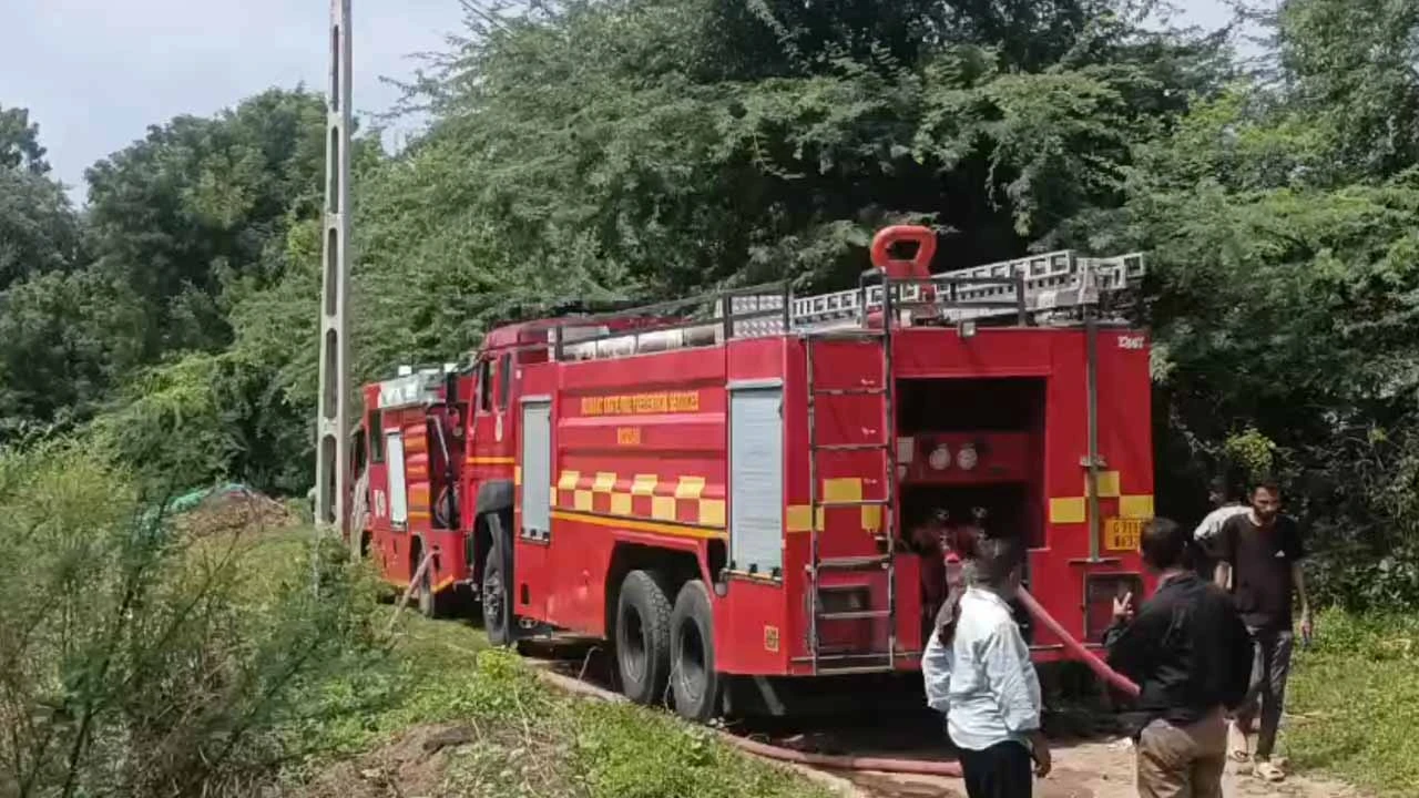 Fire breaks out on Borsad-Bhadran road in Anand
