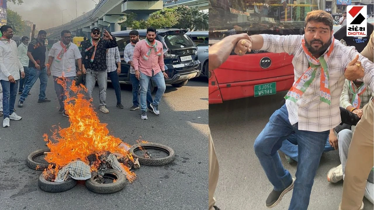 Surat News: Youth Congress Protests, Burns Effigy of CEC Gyanesh Kumar Over Transparency