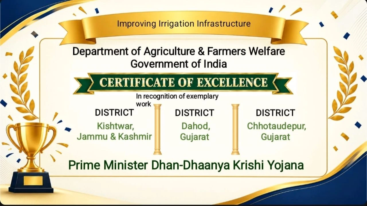 Dahod News: District Wins National Award Under PM Dhan-Dhanya Krishi Yojana in New Delhi