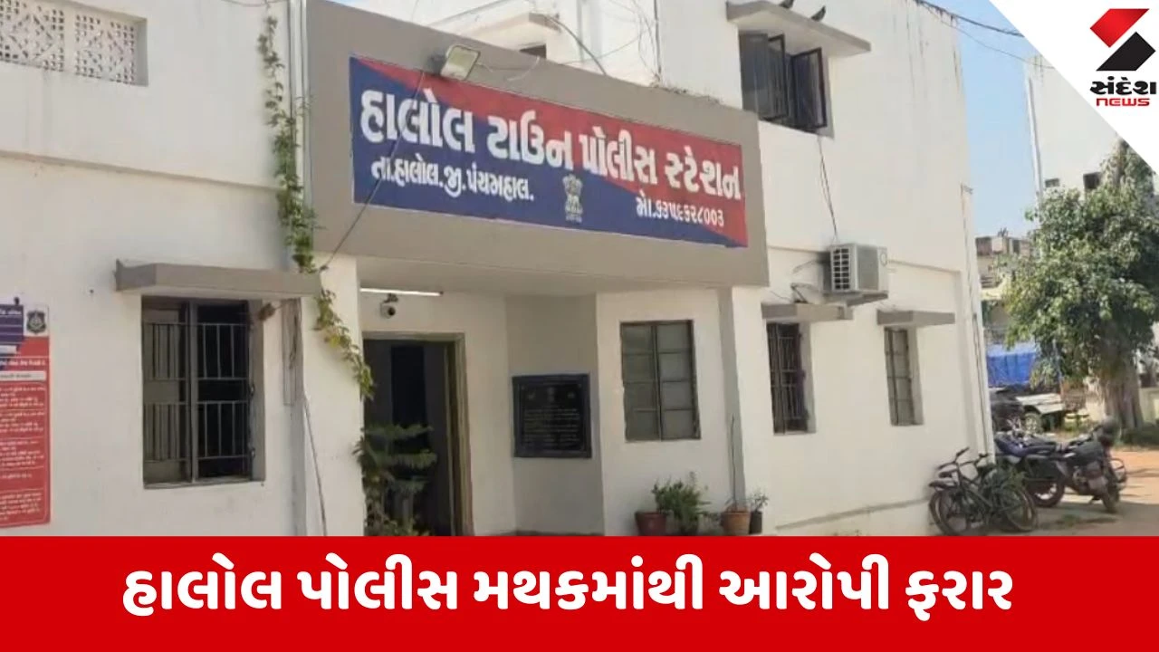Halol: પોલીસ મથકમાંથી POCSO નો ગંભીર આરોપી ફરાર! વોશરૂમની ગ્રીલ તોડી ફિલ્મી ઢબે પાઇપના સહારે ભાગી છૂટ્યો