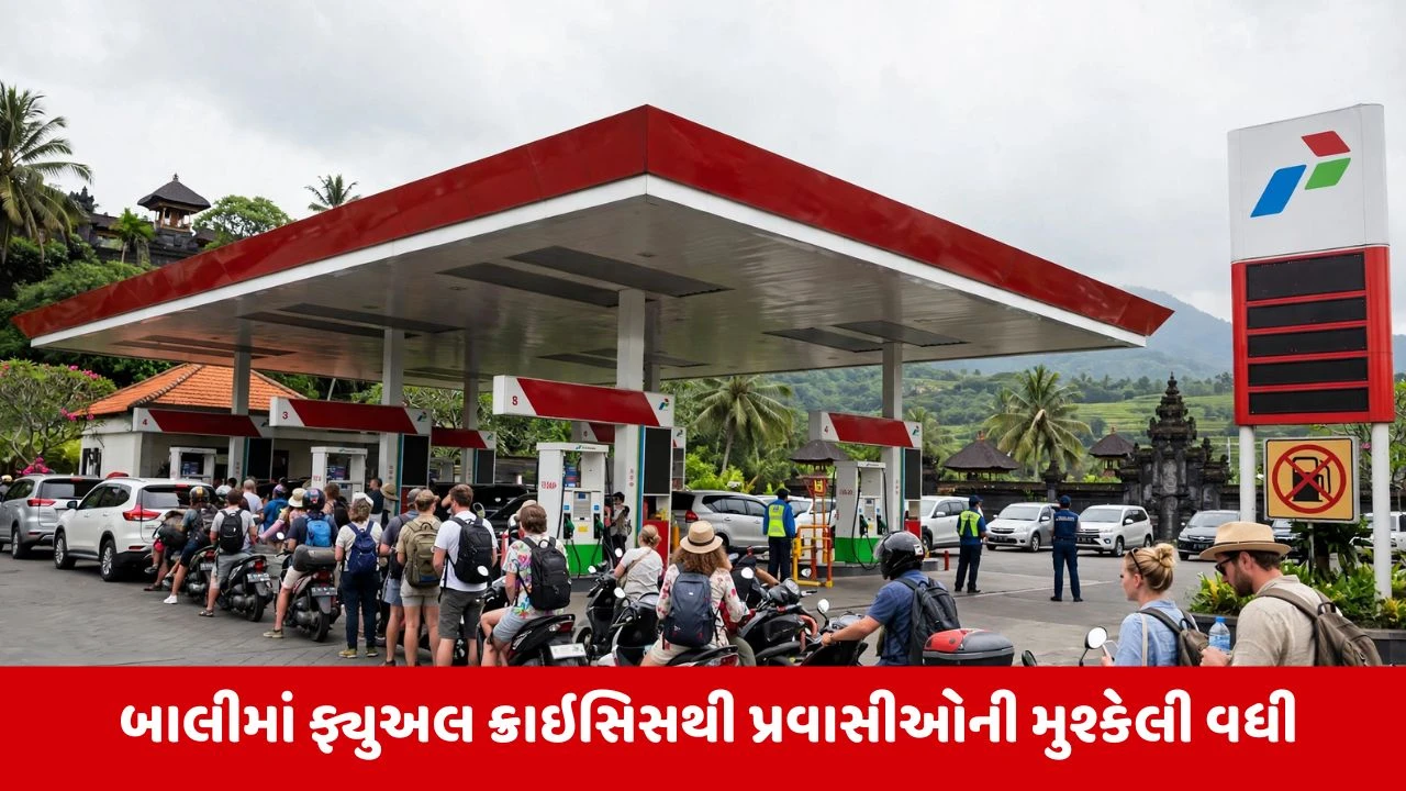 ઇન્ડોનેશિયાના બાલીમાં ઇંધણ સંકટ: પેટ્રોલ પંપો પર લાંબી લાઇનો