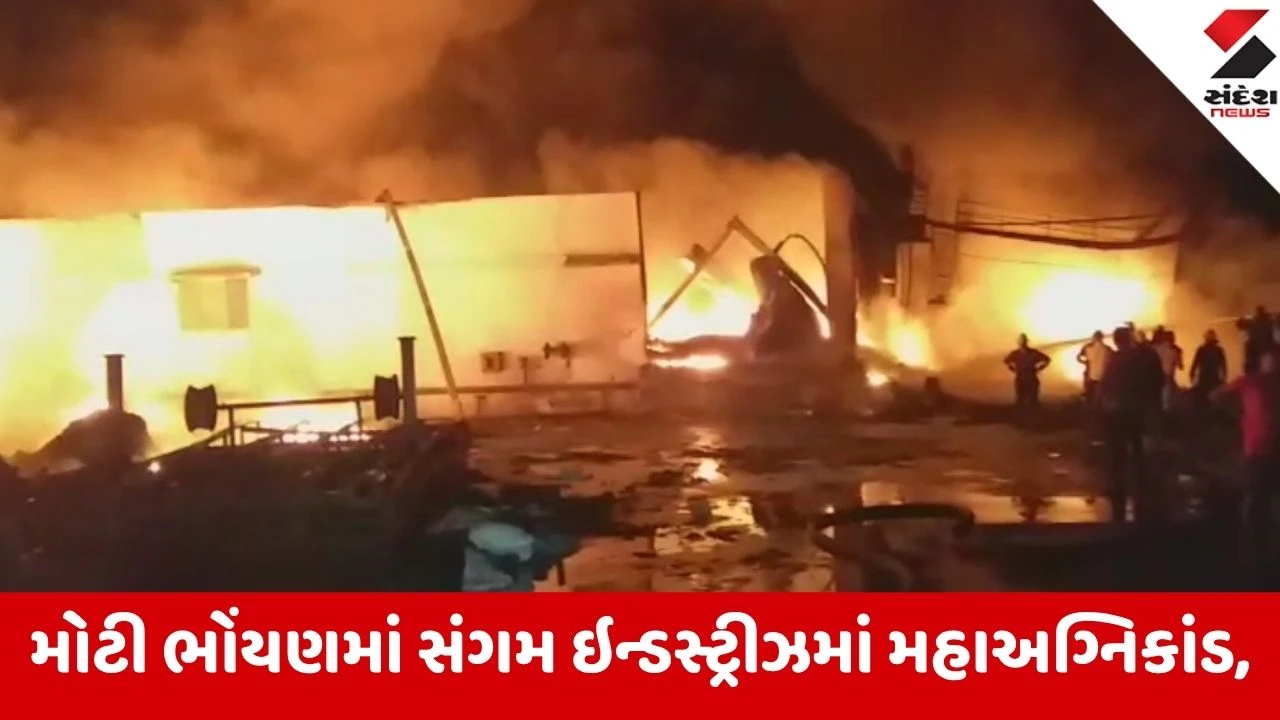 Kalol: કલાકો વીત્યા છતાં આગ પર કાબૂ નહીં; મોટી ભોંયણમાં ફેક્ટરીની વિકરાળ જ્વાળાઓ જોઈ આખો વિસ્તાર થથરી ગયો