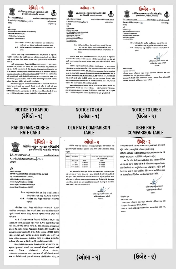 Ahmedabad RTO Notice, Ola Uber Rapido