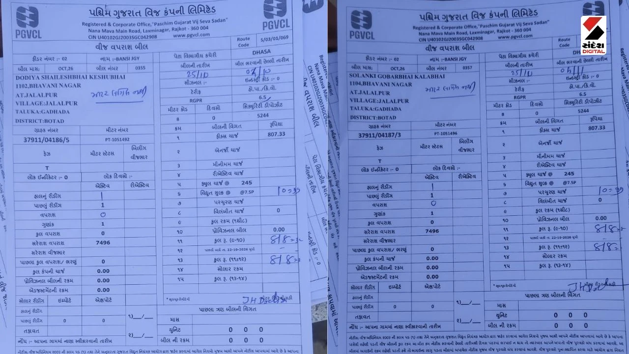 Botad News: PGVCL Sends Power Bill Without Meter or Connection in Botad