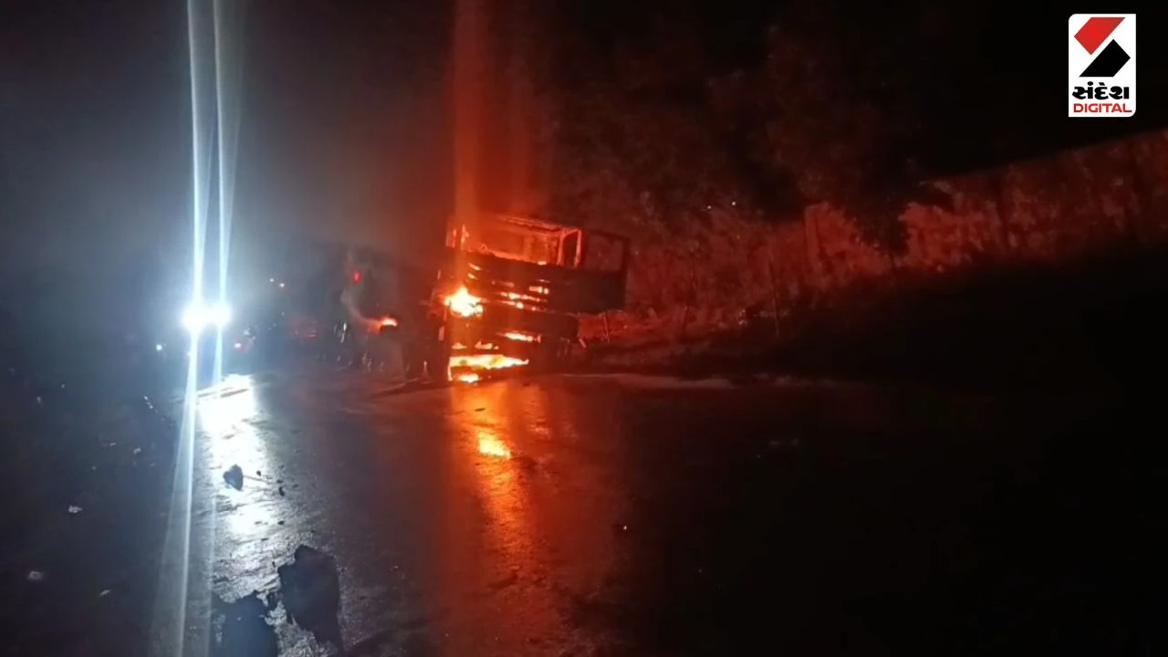 Ahmedabad News: Bavla Road Accident: Youth Dead, 3 Dumpers Catch Fire After Collision